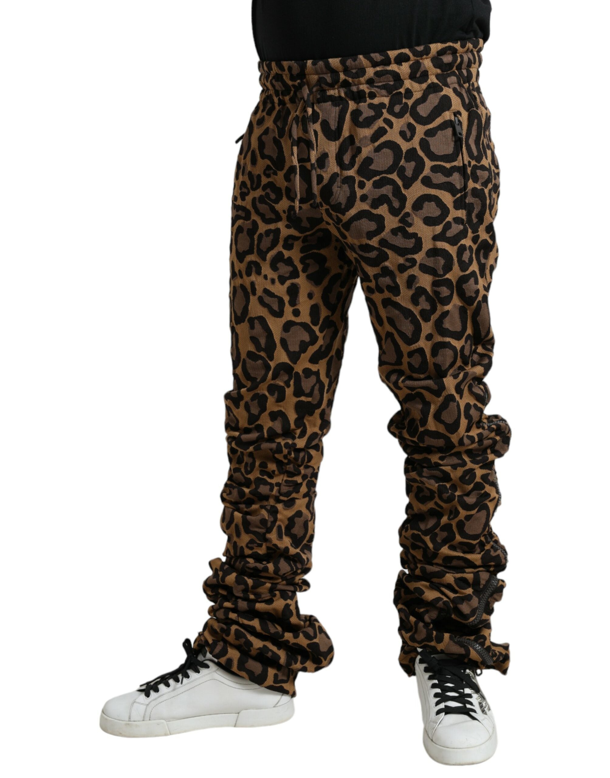 Dolce & Gabbana Braune Leopard-Jacquard-Jogginghose