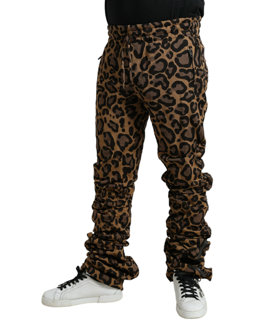 Dolce & Gabbana Braune Leopard-Jacquard-Jogginghose