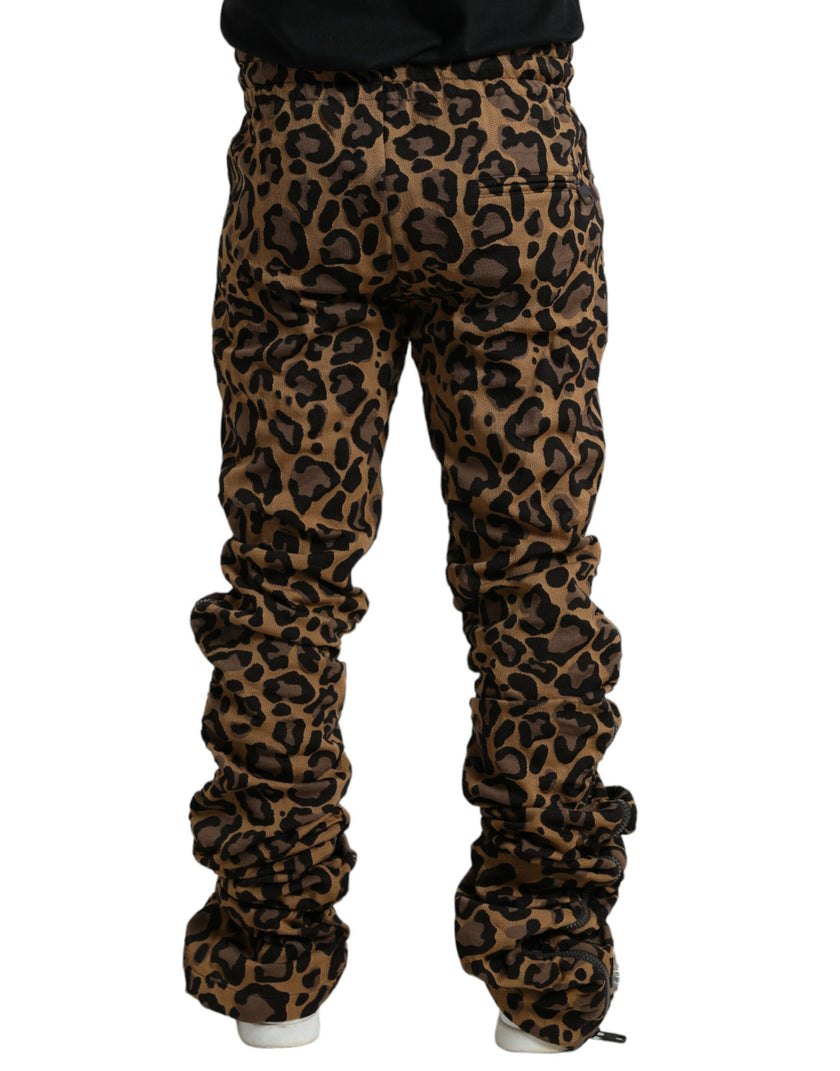 Dolce & Gabbana Braune Leopard-Jacquard-Jogginghose