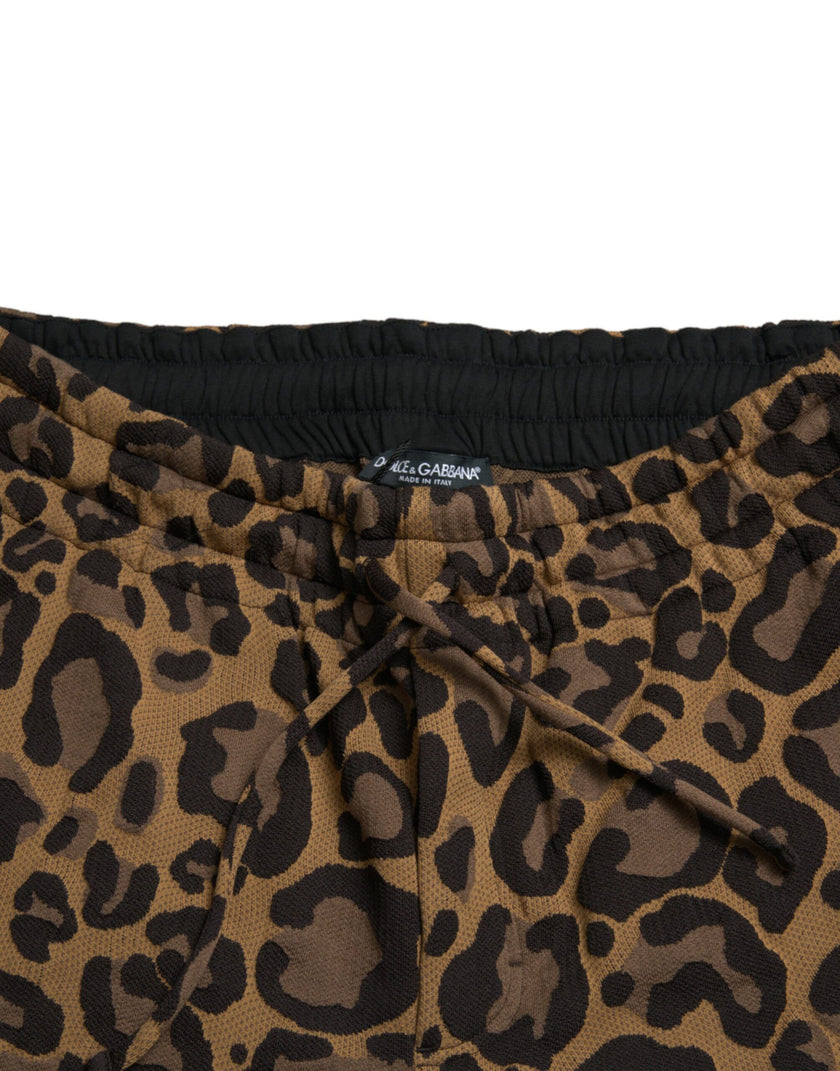 Dolce & Gabbana Braune Leopard-Jacquard-Jogginghose