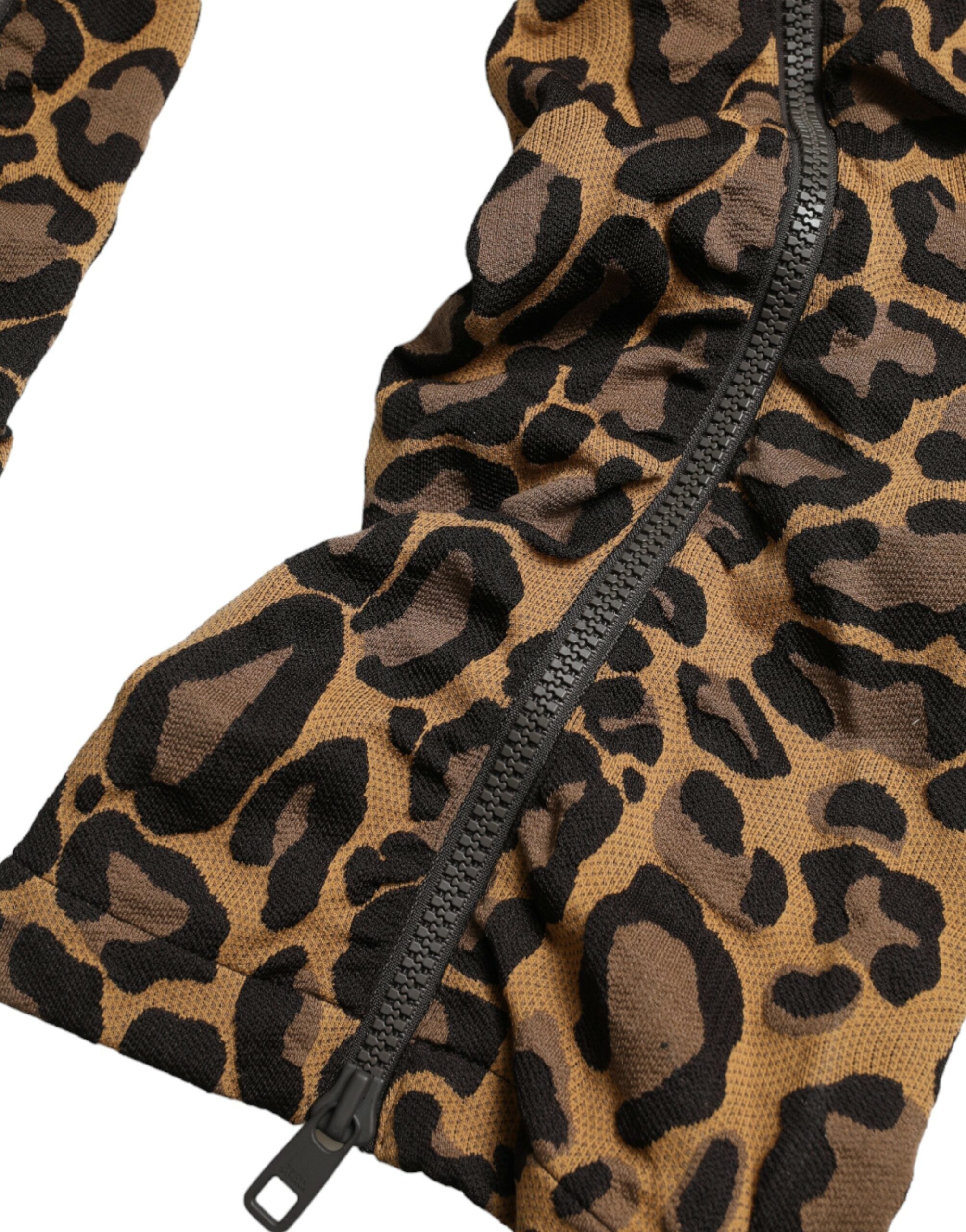 Dolce & Gabbana Braune Leopard-Jacquard-Jogginghose