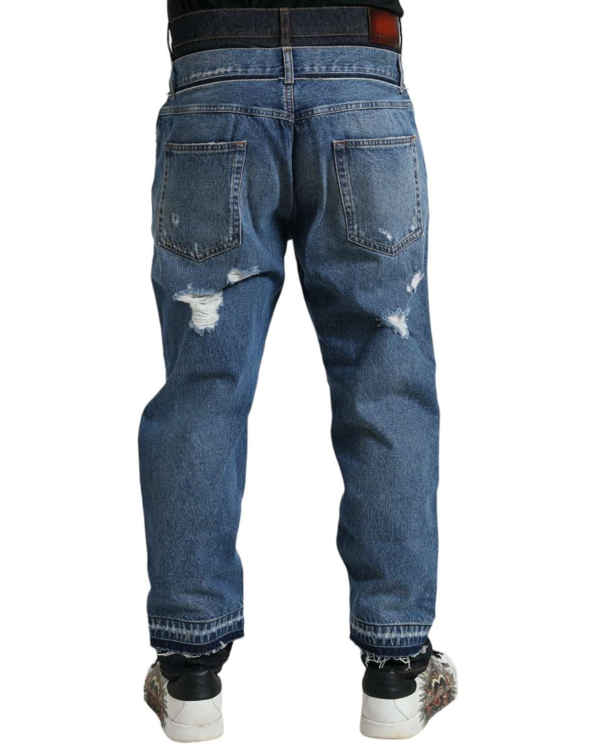 Dolce & Gabbana Blue Distressed Cotton Men's Denim Jeans