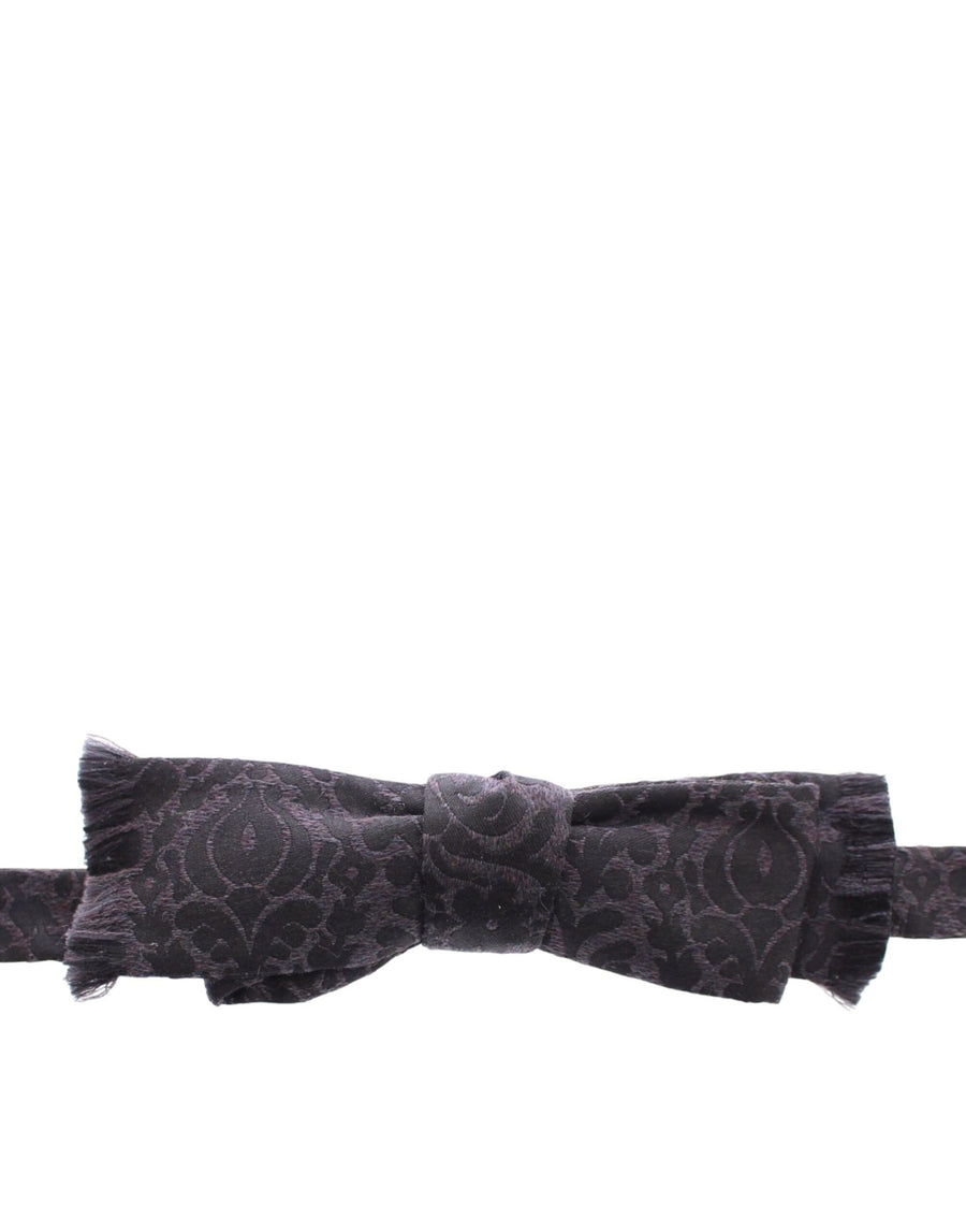 Dolce & Gabbana Grey Black Wool Bow Tie