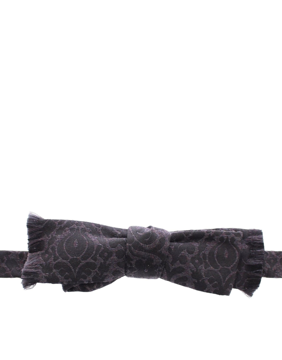 Dolce & Gabbana Grey Black Wool Bow Tie