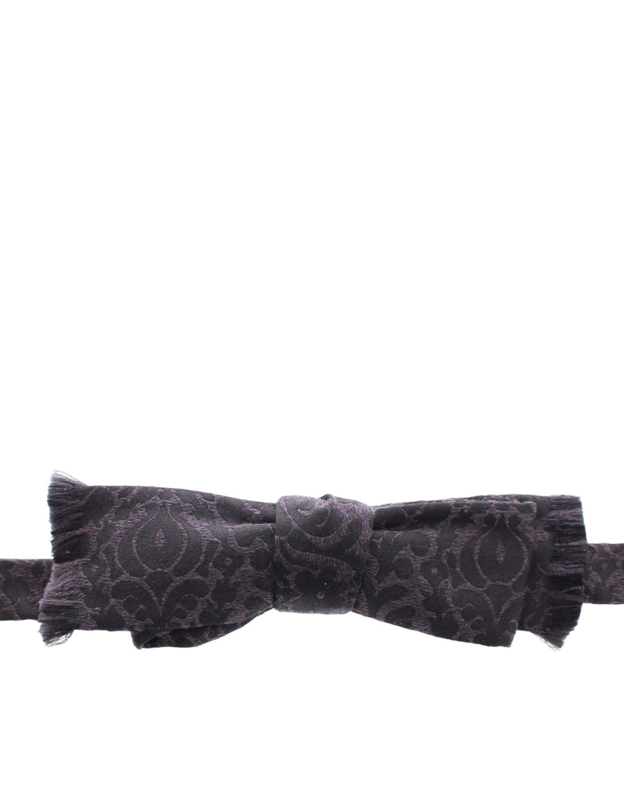 Dolce & Gabbana Grey Silk Bow Tie with Black Wool