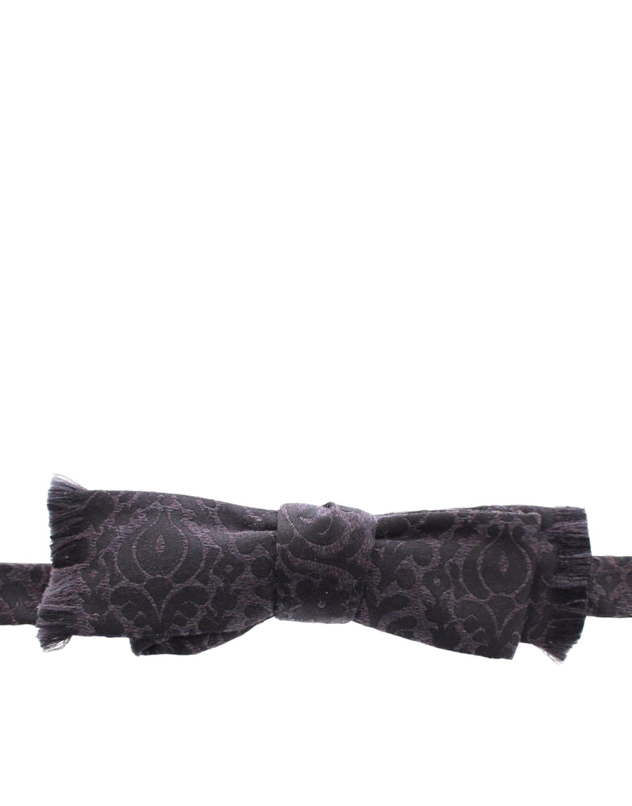 Dolce & Gabbana Grey Silk Bow Tie with Black Wool