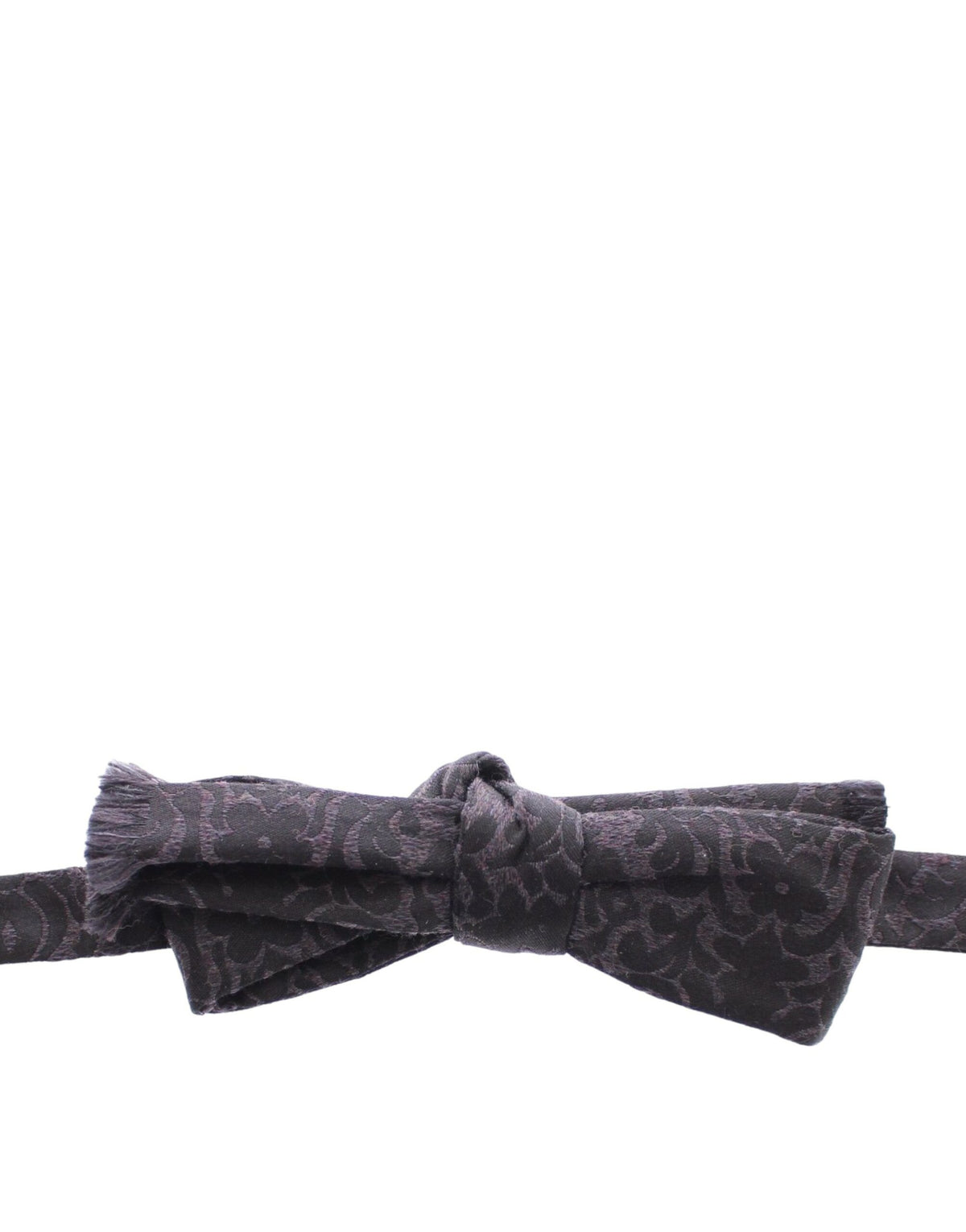 Dolce & Gabbana Grey Silk Bow Tie with Black Wool