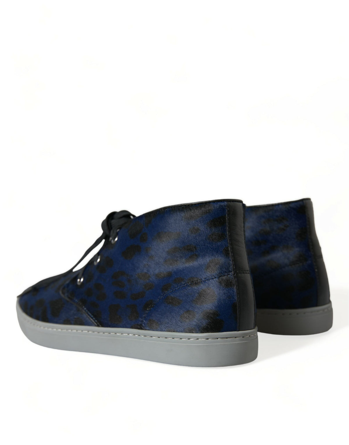 Dolce & Gabbana Blue Calfskin Leopard Mid-Top Sneakers Shoes