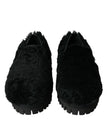 Dolce & Gabbana Schwarze Pelz-Leder-Slipper als Abendschuhe