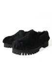 Dolce & Gabbana Schwarze Pelz-Leder-Slipper als Abendschuhe