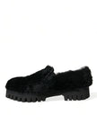 Dolce & Gabbana Schwarze Pelz-Leder-Slipper als Abendschuhe