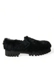 Dolce & Gabbana Schwarze Pelz-Leder-Slipper als Abendschuhe