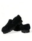 Dolce & Gabbana Schwarze Pelz-Leder-Slipper als Abendschuhe