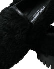 Dolce & Gabbana Schwarze Pelz-Leder-Slipper als Abendschuhe