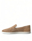 Dolce & Gabbana Beige Wildleder Kaiman Herren Loafer Slipper Schuhe