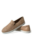 Dolce & Gabbana Beige Wildleder Kaiman Herren Loafer Slipper Schuhe