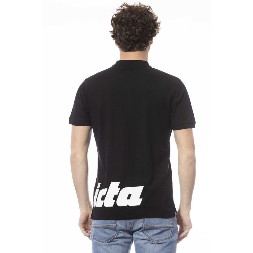Invicta Herren-Poloshirt aus schwarzer Baumwolle