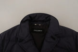 Dolce & Gabbana Blauer Seiden-Ziegenmantel Blouson Winterjacke
