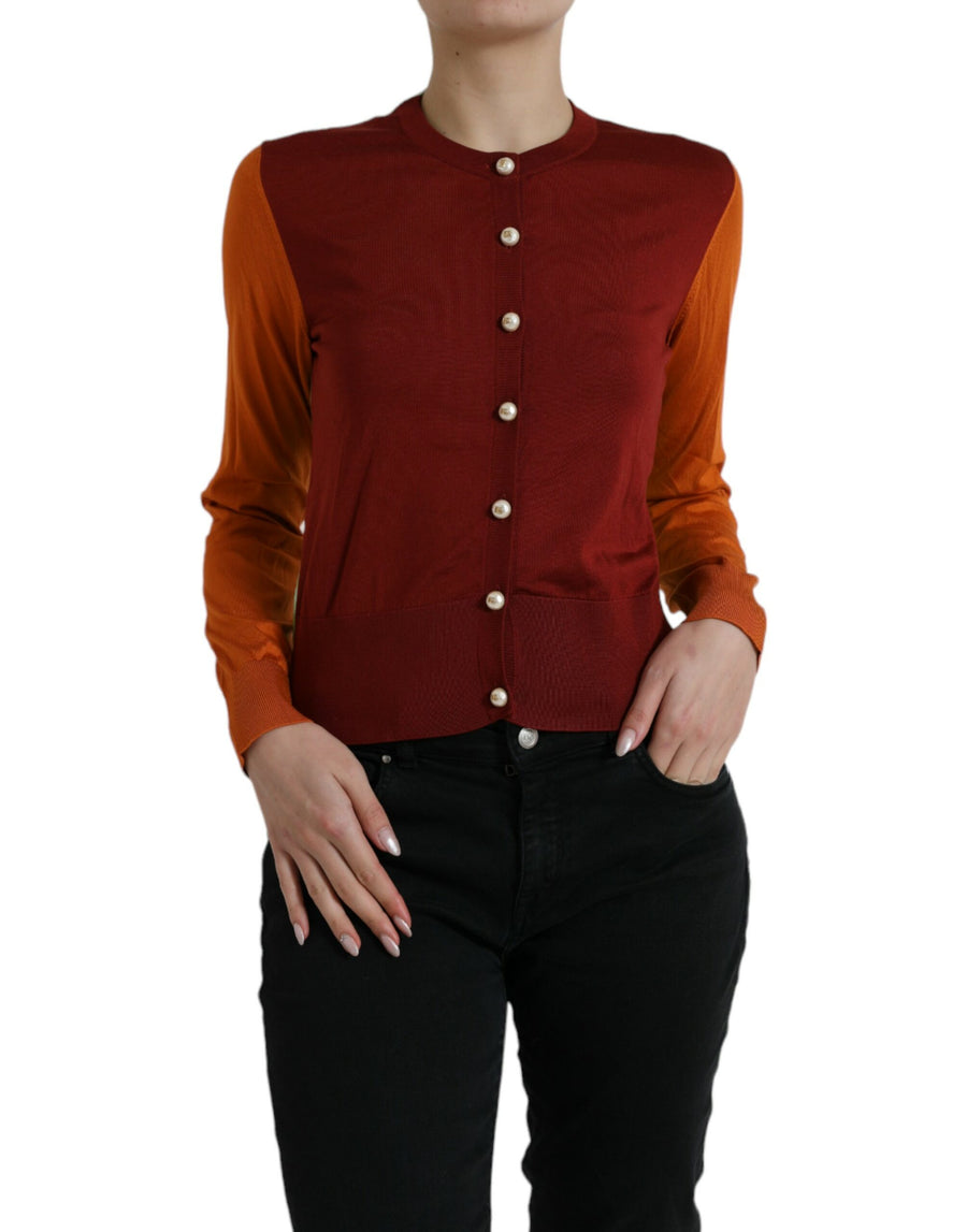 Dolce & Gabbana Multicolor Silk Crew-Neck Cardigan