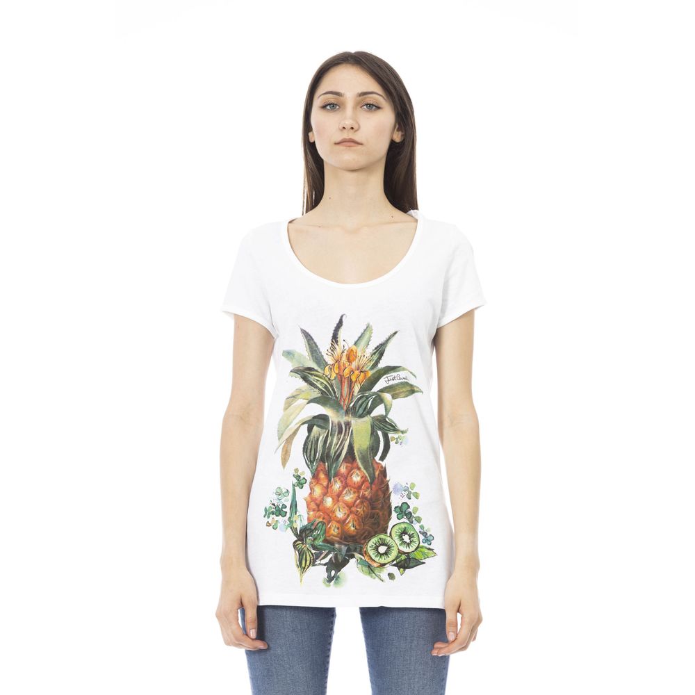 Just Cavalli Weißes Baumwoll-T-Shirt für Damen