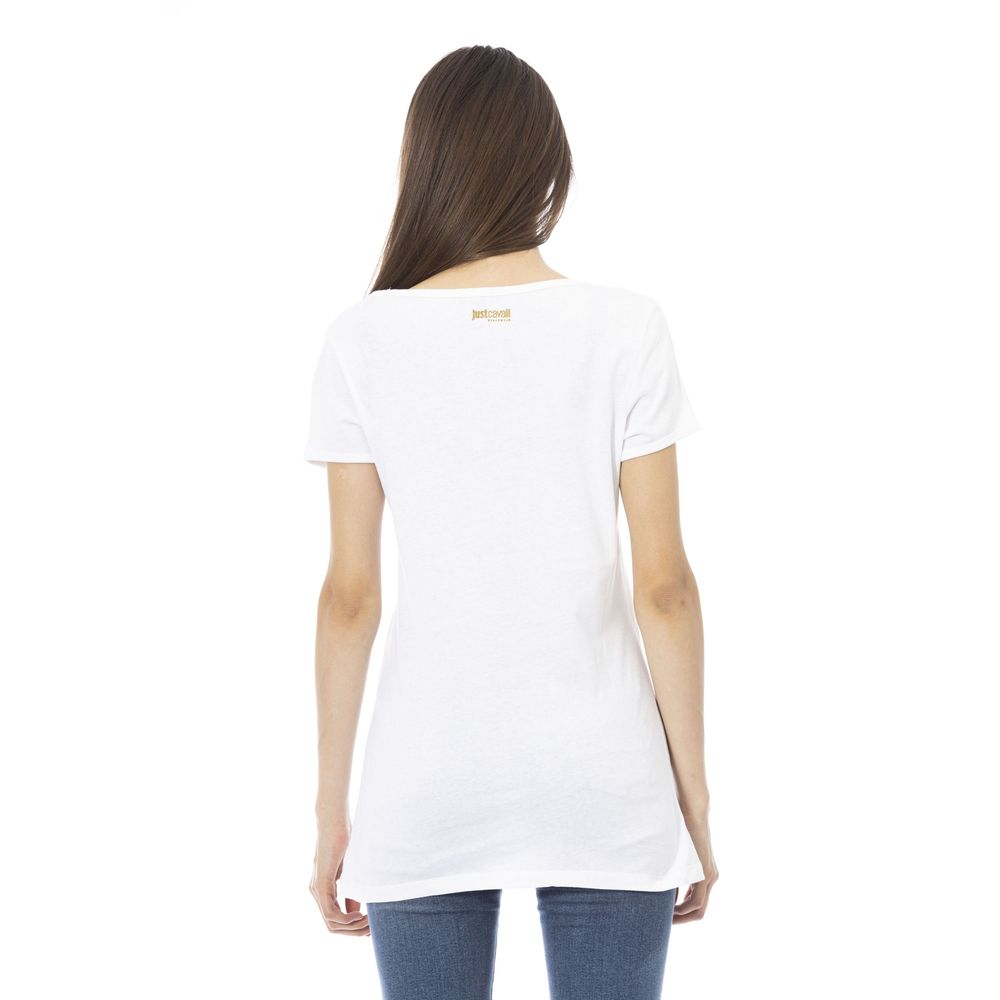Just Cavalli Weißes Baumwoll-T-Shirt für Damen