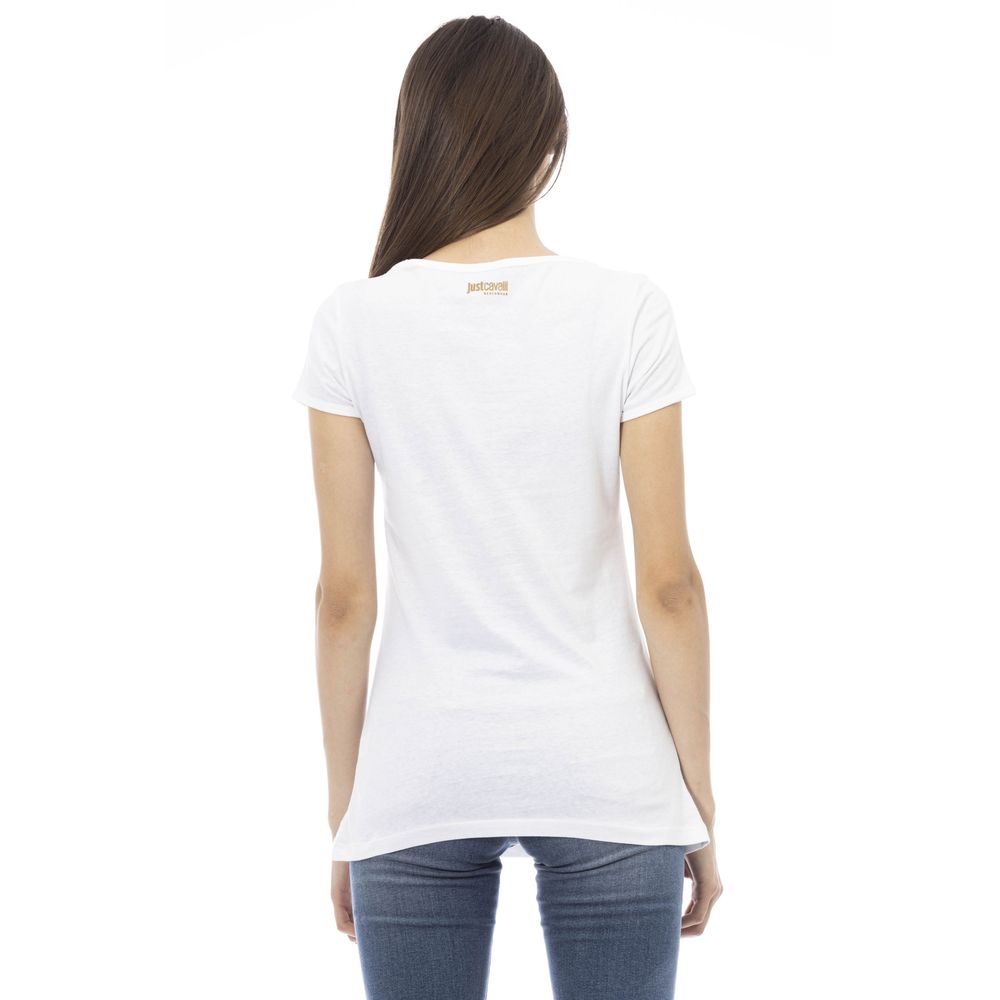 Just Cavalli Weißes Baumwoll-T-Shirt für Damen
