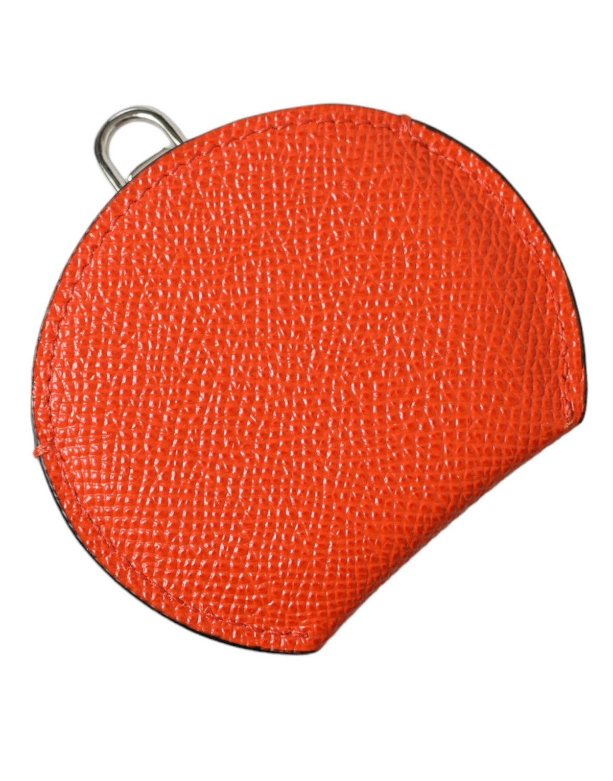 Dolce & Gabbana Handspiegelhalter aus orangefarbenem Kalbsleder mit rundem Logo