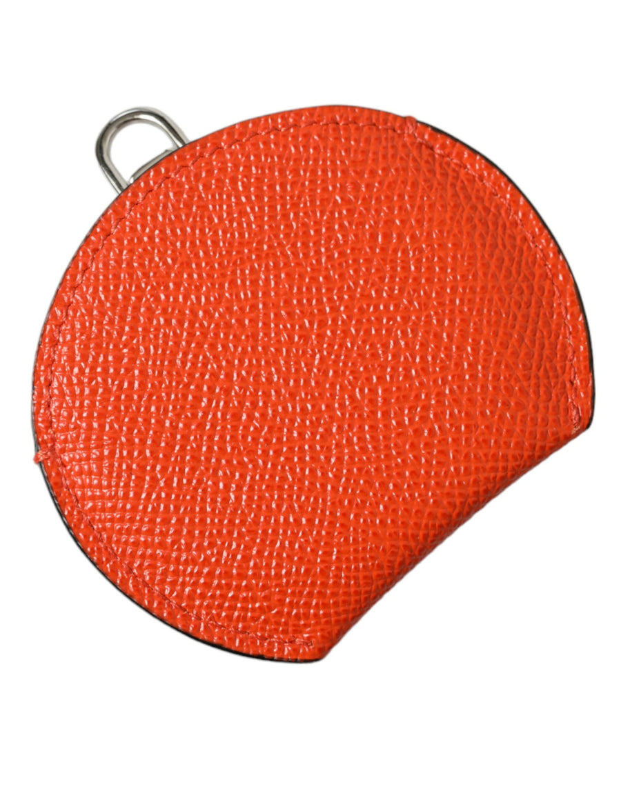 Dolce & Gabbana orange calfskin handheld mirror holder with round logo