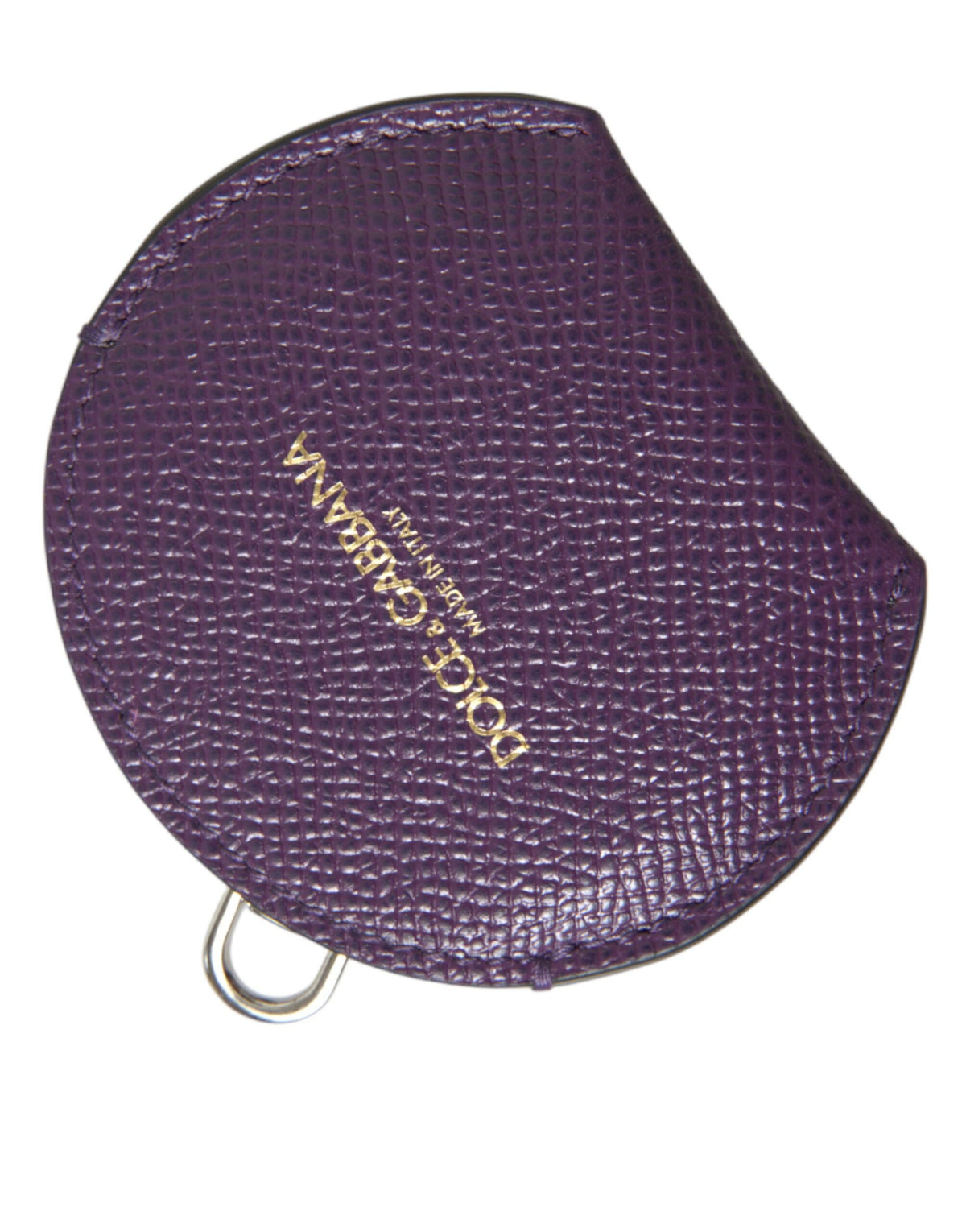 Dolce & Gabbana Violetter Handspiegelhalter aus Kalbsleder mit rundem Logo