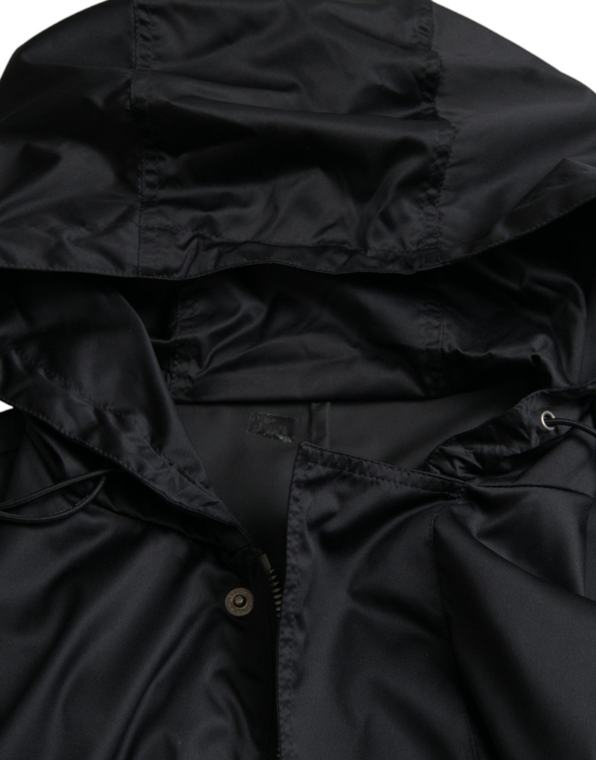 Dolce & Gabbana Black Long Hooded Polyester Windbreaker Jacket