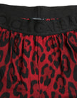 Dolce & Gabbana Rote Viskose-Bermudashorts mit Leopardenmuster