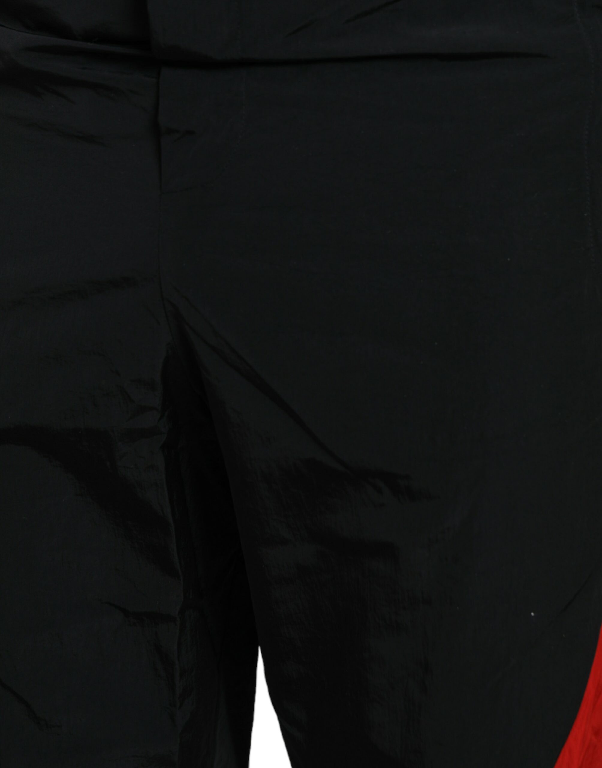 Dolce & Gabbana Schwarz-Rot Leopard Print Nylon Jogger Hose