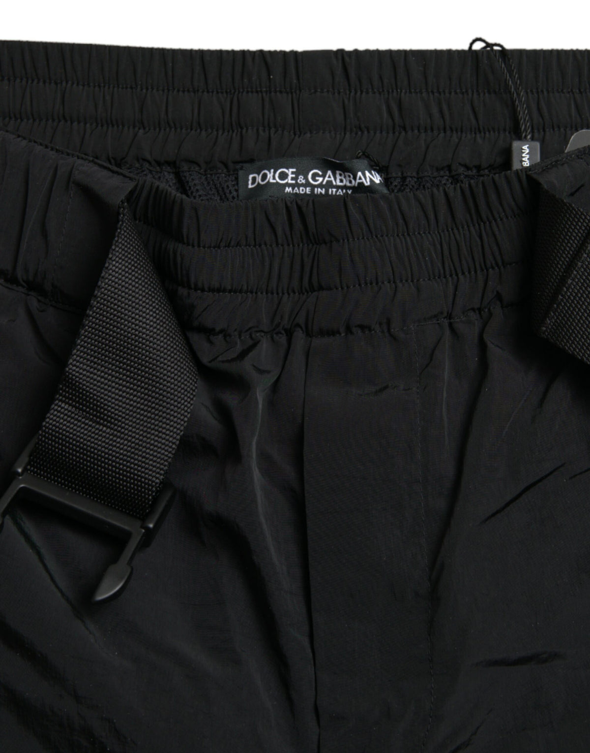 Dolce & Gabbana Black and Red Leopard Print Nylon Jogger Pants