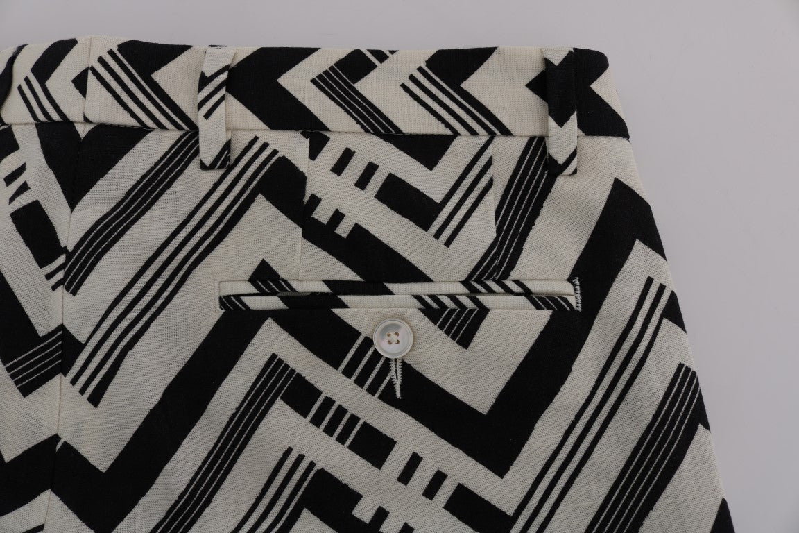 Dolce & Gabbana White and black striped cotton-linen shorts