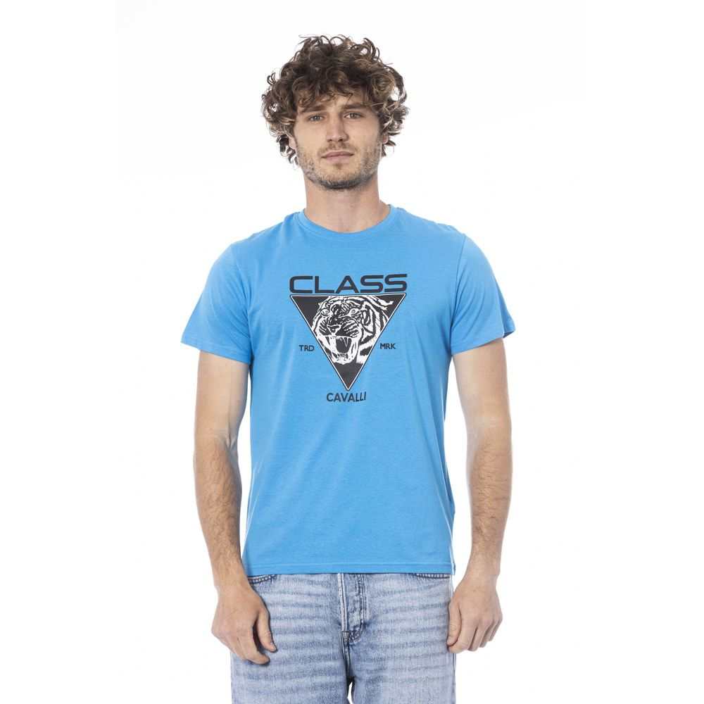 Cavalli Class Light Blue Polyester T-Shirt