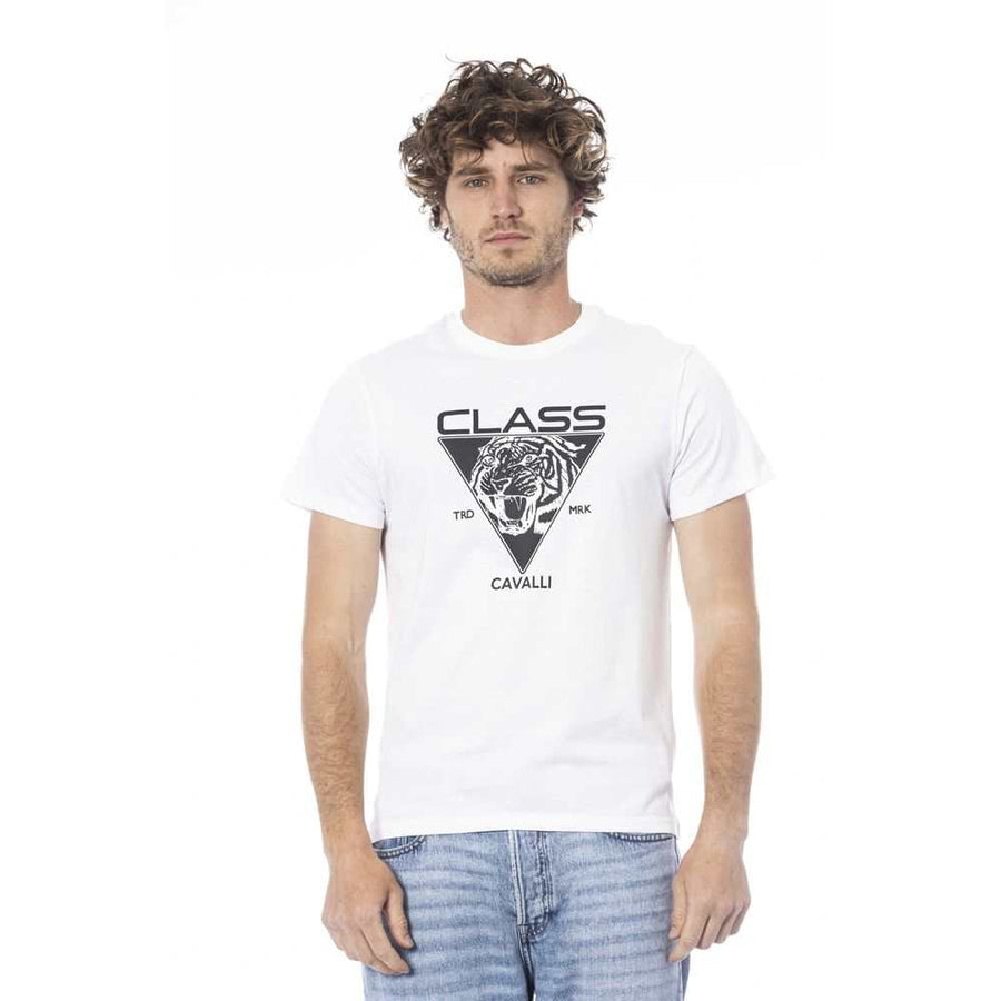 Cavalli Class Men's White Cotton T-Shirt