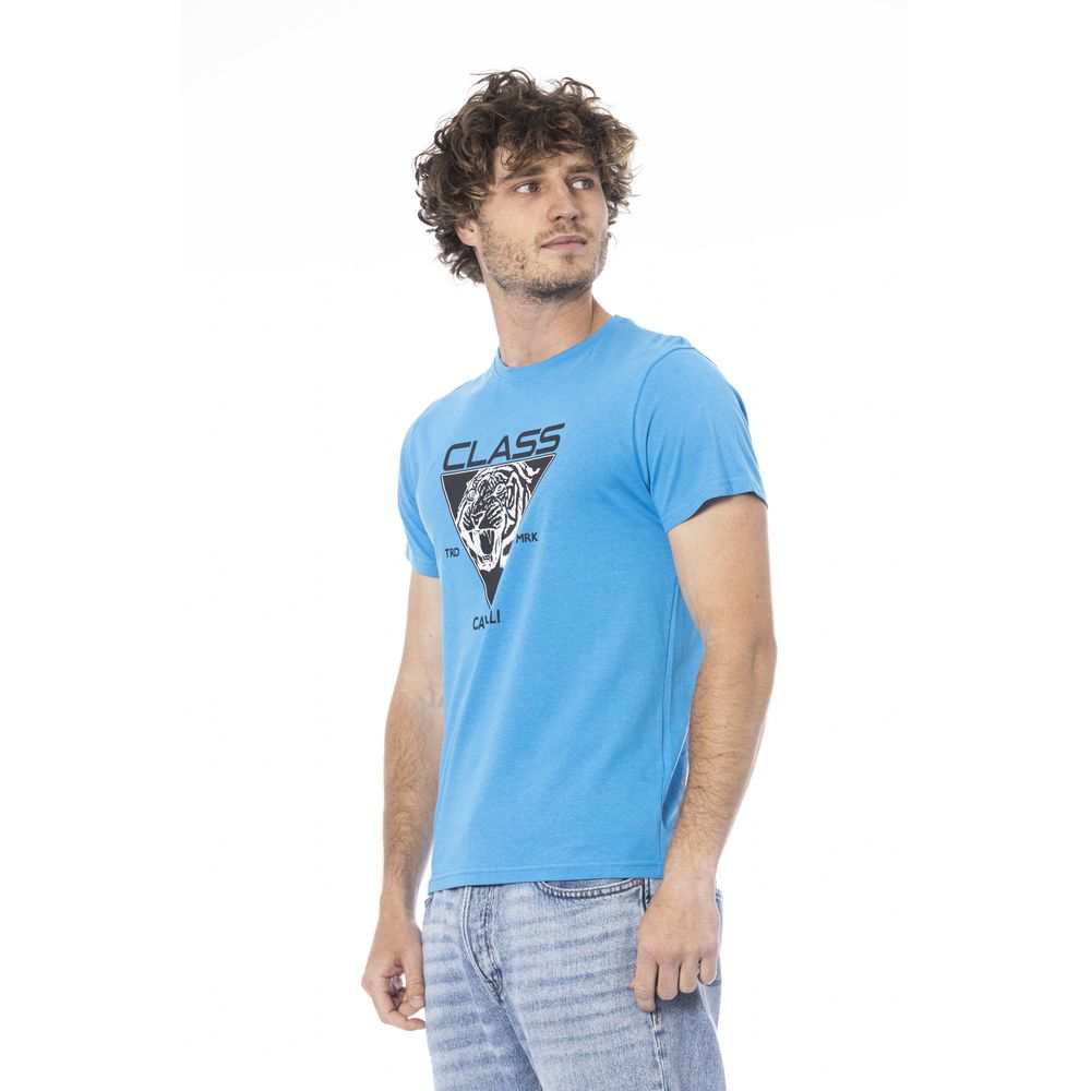 Cavalli Class Light Blue Polyester T-Shirt