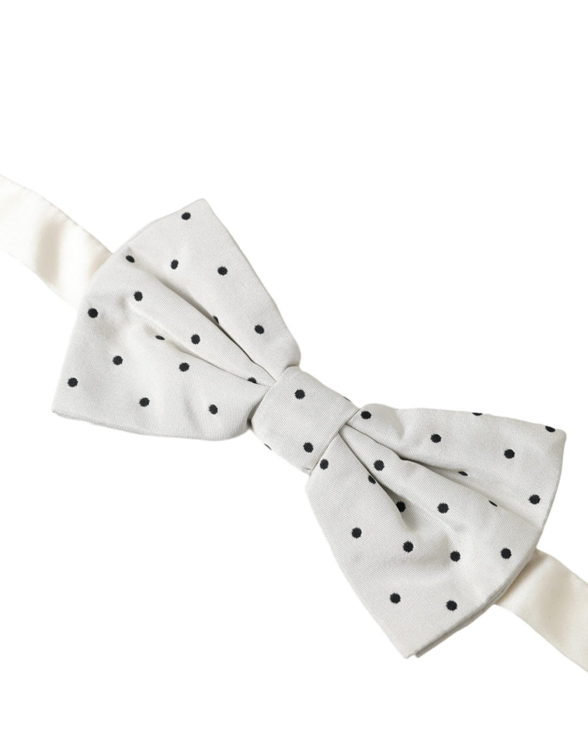 Dolce & Gabbana Weiß Schwarz Polka Dot Polyester Fliege Herren