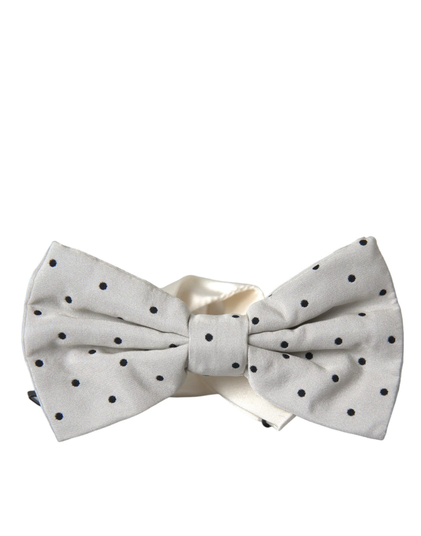 Dolce & Gabbana Weiß Schwarz Polka Dot Polyester Fliege Herren