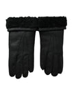 Dolce & Gabbana schwarze Leder-Fell-Handschuhe für kleine Hände