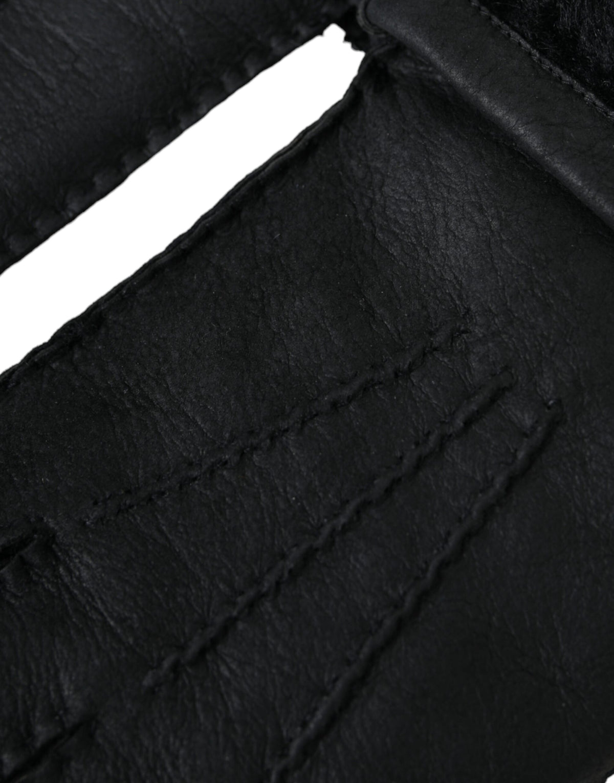 Dolce & Gabbana Black Leather Fur Gloves for Short Hands