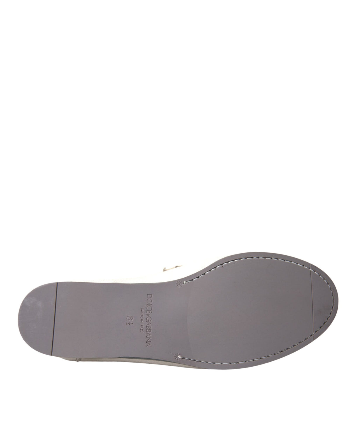 Dolce & Gabbana White Grey Leather Slip Moccasin Shoes Loafers