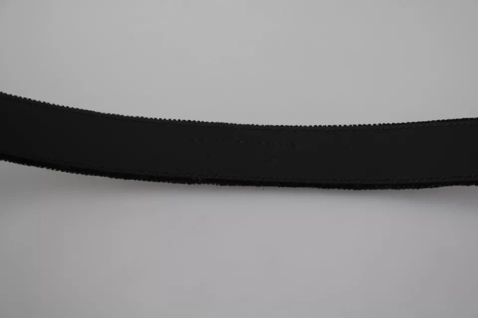 Dolce & Gabbana Black Velvet with Silver-tone Metal Buckle Men's Belt