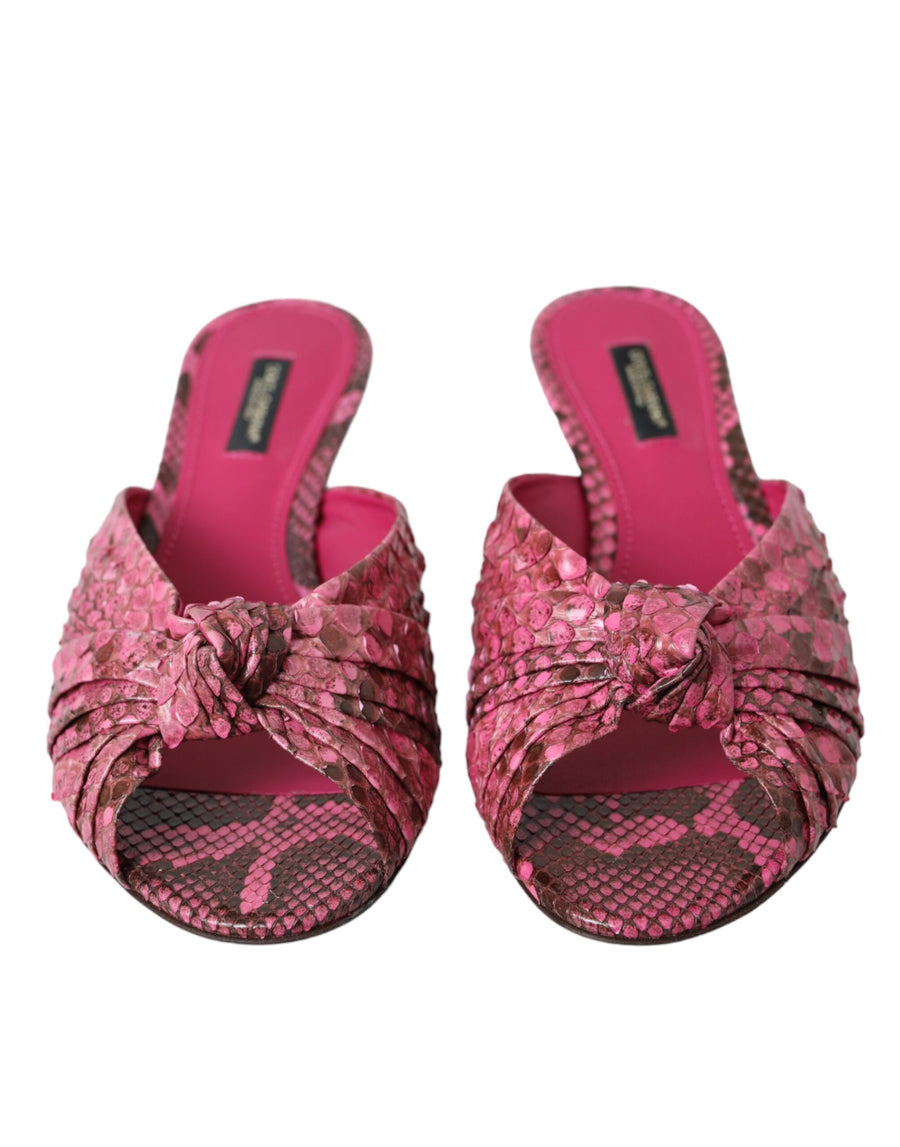 Dolce & Gabbana Pink Exotic Leather Kitten Heel Slide Shoes
