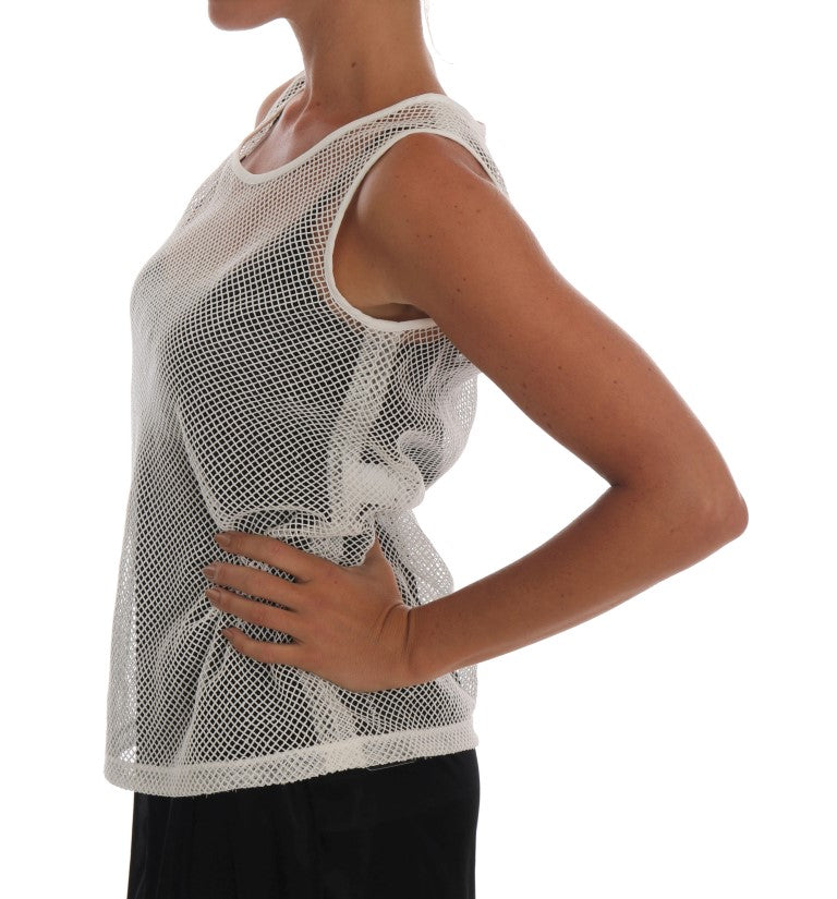 Dolce & Gabbana White Mesh Tank Transparent Top