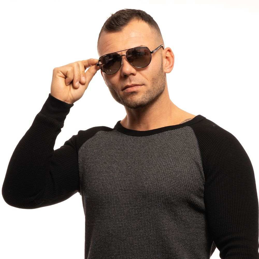 Guess graue Sonnenbrille aus Metall für Herren, anthrazitfarbener Vollrandrahmen, silber verspiegelte Kunststoffgläser, Aviator Stil, UV-Schutz 100% UVA & UVB