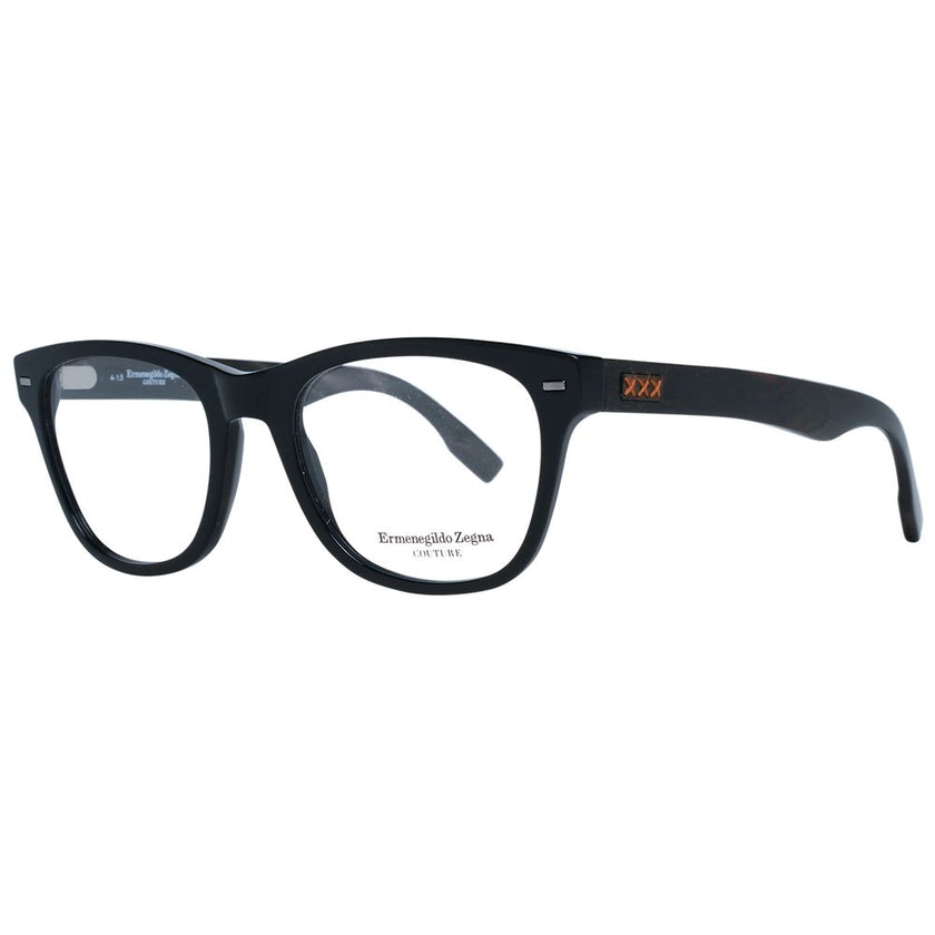 Ermenegildo Zegna schwarze Herrenkunststoffbrille im trapezförmigen Vollranddesign