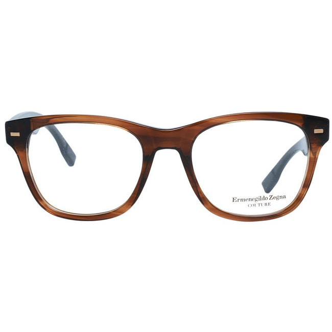 Ermenegildo Zegna Herren braune Kunststoffbrille vollrand trapezförmig mit Federscharnier und Marken-Etui