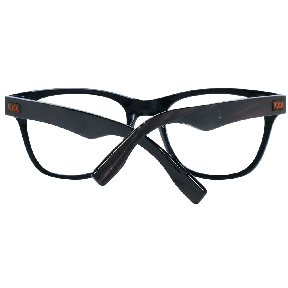 Ermenegildo Zegna Herren schwarze Kunststoffbrille Vollrand trapezförmig mit Federscharnier und Marken-Etui