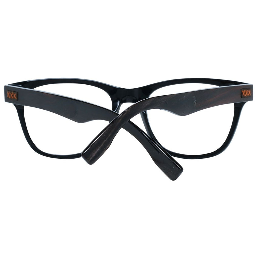 Ermenegildo Zegna Herren schwarze Kunststoffbrille Vollrand trapezförmig mit Federscharnier und Marken-Etui
